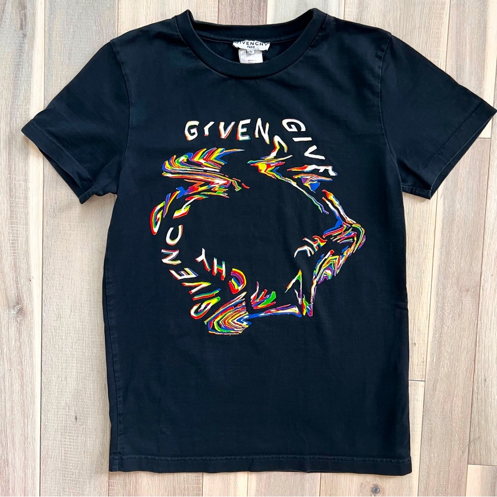 GIVENCHY KIDS Black Logo Glitch Print T-Shirt size 10